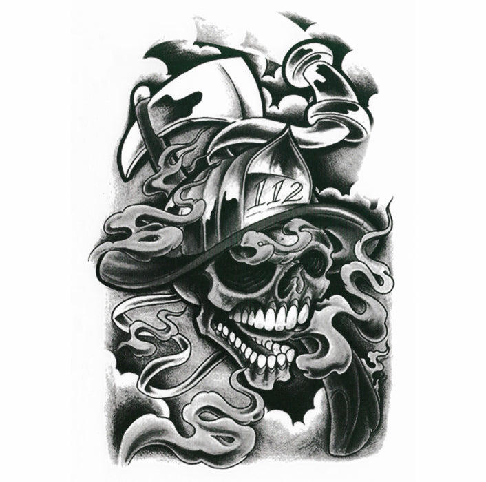 InkoTattoo : Temporary Tattoo | Skull | Fireman Skull - INKOTATTOO