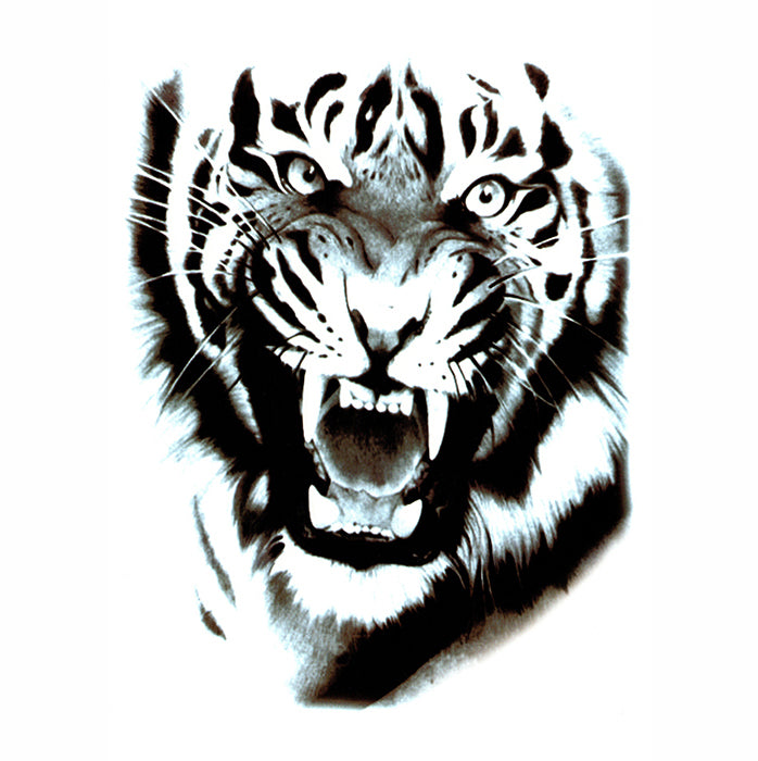 Premium Vector | Tiger face tattoo with ethnic details