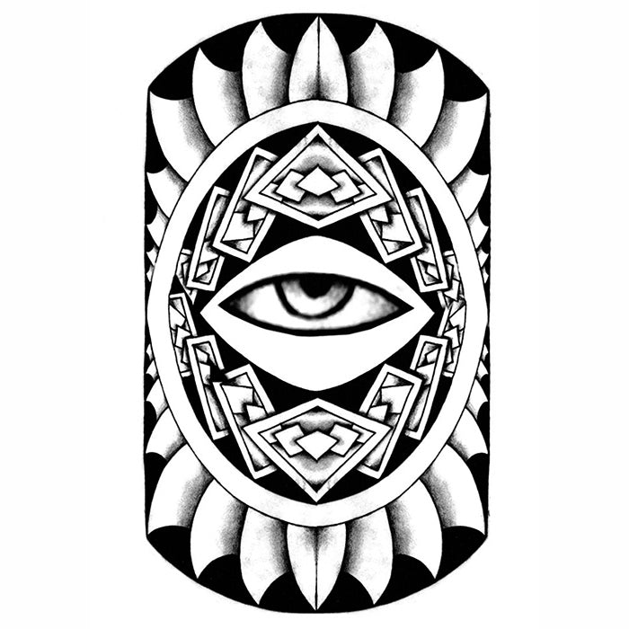 Doodle occult eyes. Tribal esoteric line eye, tattoo stencil